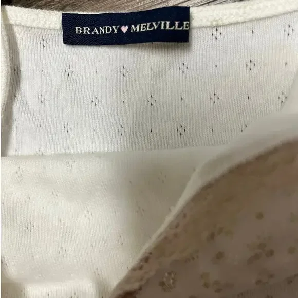 Brandy Melville Cream Floral Pink Lace Trim Cami Tank Y2K Coquette Cottagecore - Picture 8 of 8